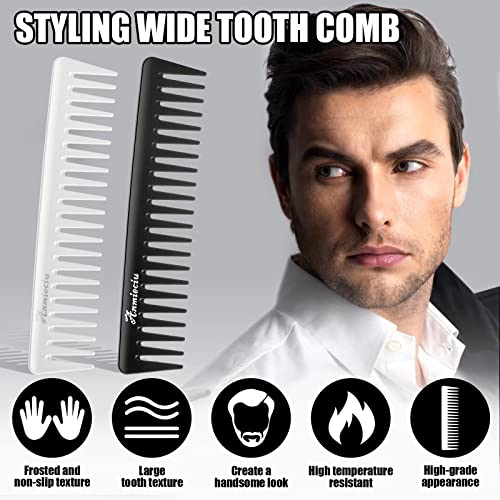 Anmieciu 2-Piece Wide Tooth Hair Detangling Comb Set, Anti-Static Carbon Fiber