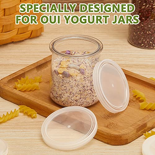 24 Pack Yogurt Jar Lids for Oui Yogurt | Reusable, Airtight, Clear