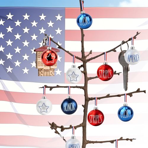 12PCS Red White Blue Patriotic Ball Ornaments for 4th of July