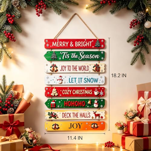 Christmas Wooden Wall Sign Rustic Holiday Decor with Snowmen & Reindeer - Gh-cp-3002