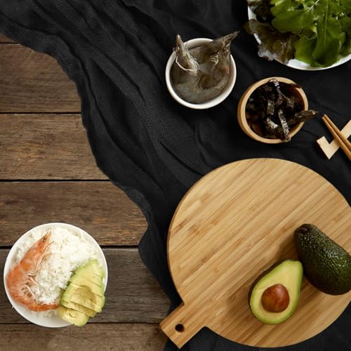 Black Cheesecloth Table Runner 10Ft for Wedding & Party Decor, Boho Style