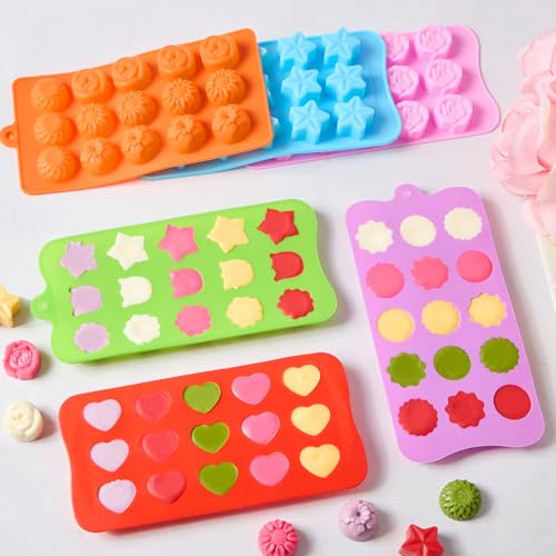 Flower Silicone Molds for Chocolate and Crafts, 6-Piece Food Grade BPA-Free Set