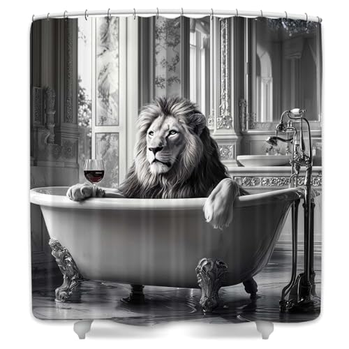 Funny Lion Shower Curtain 72" x 72" - Waterproof Polyester Bath Decor