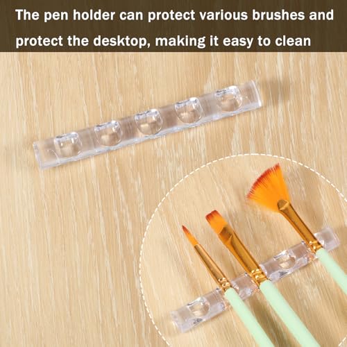 2 Pack Acrylic Nail Art Brush Holder Transparent Crystal Pen Stand