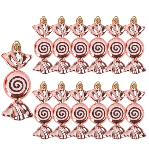 DAHI 12-Piece Rose Gold Christmas Candy Cane Tree Ornaments