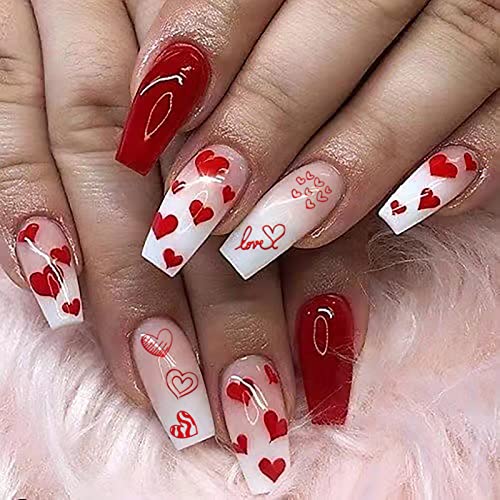 Heart Nail Stickers 9 Sheets 3D Valentine's Day Laser Decals