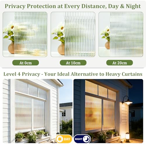 Beautyhero 3D Reeded Glass Window Privacy Film - 17.5 x 78.7''