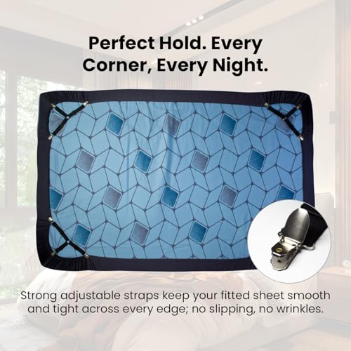 Adjustable Bed Sheet Holders - 4 Pack with Durable Elastic Straps