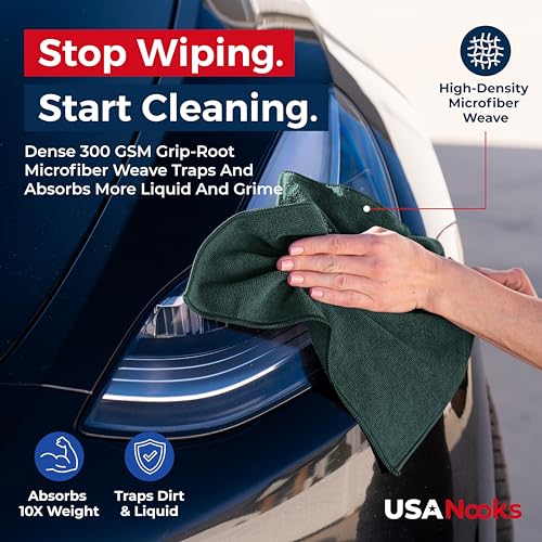 USANOOKS Premium Microfiber Cleaning Cloths - 12 Pack, 300GSM
