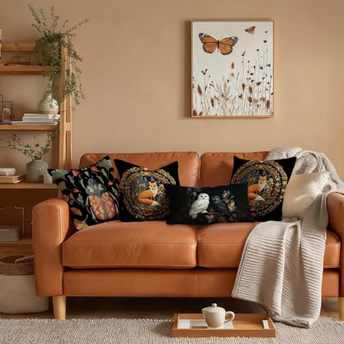 William Morris Inspired Red Fox Floral Pillow Cover - 18x18 Inch