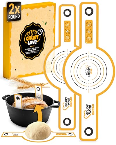 CRUSTLOVE Silicone Bread Sling Set - 2-Pack Sourdough Baking Mats