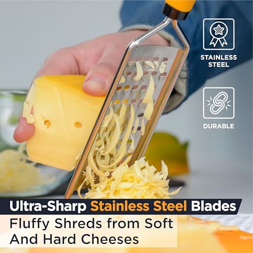 Deiss PRO Stainless Steel Handheld Cheese Grater with Protective Cover