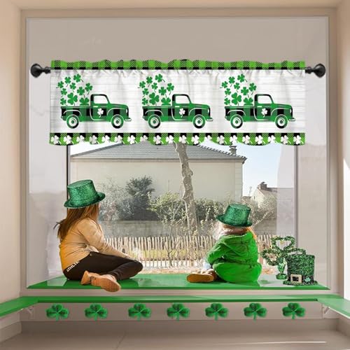 St. Patrick's Day Buffalo Plaid Window Valance 54x18 Inch