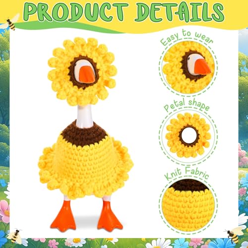 Sunflower Desk Goose Outfit - Handmade Crochet Clothes & Hat for 7" Goose Statues
