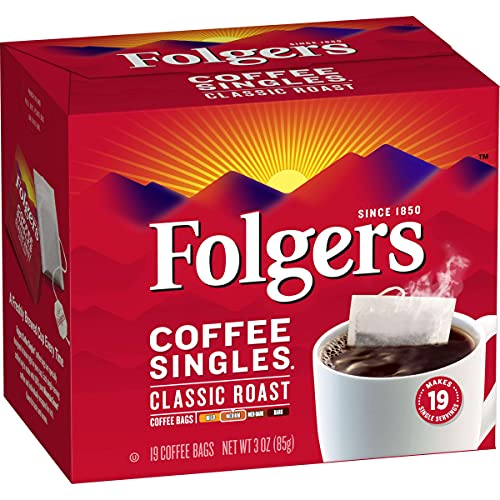 Folgers Classic Roast Coffee Singles, 19 Count - Medium Roast