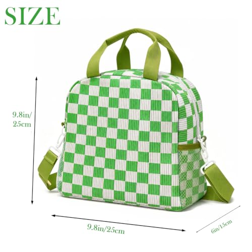 Insulated Corduroy Lunch Bag for Women Men - Reusable Leakproof Cooler Tote with Adjustable Shoulder Strap, Large Capacity for Work & Travel