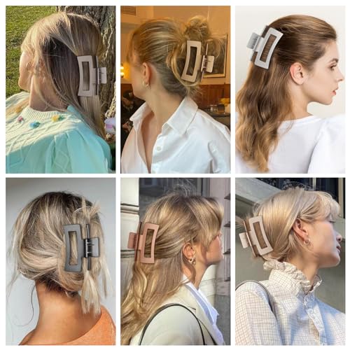 Sisiaipu 3.5 Inch Square Hair Claw Clips 6 Pack for Thin Hair