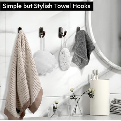 Metaliby Oil Rubbed Bronze Towel Hooks, Wall Mounted Robe Hooks - 2 Pack