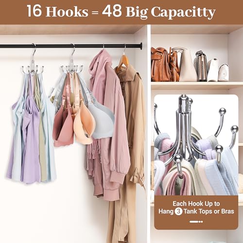 Stackable Bra & Tank Top Hanger - 2 Packs, 16 Hooks, Stainless Steel