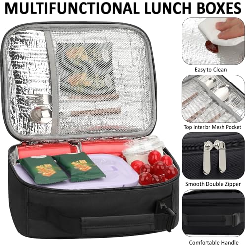Tenot Insulated Lunch Bag for Kids - Medium, Black Thermal Tote
