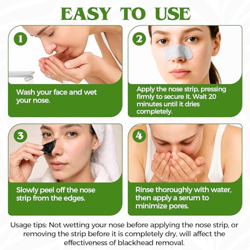 Bellisinno Charcoal Blackhead Remover Nose Strips, Deep Cleansing Pore Strips - 10 Count