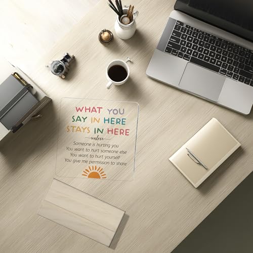 Confidentiality Acrylic Plaque for Women - What You Say Here Stays Here