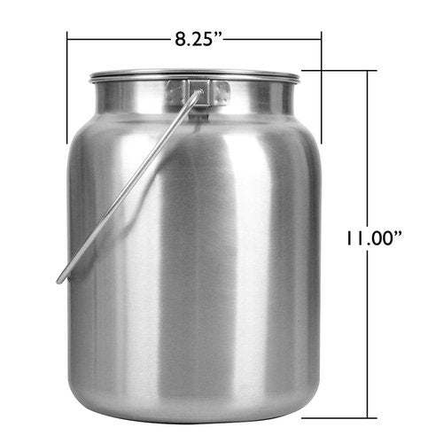 Lindy's Stainless Steel Seamless 2-Gallon Milk Jug, Milk Can, Milk Pail, Anti-Leak Liquid Storage Container with Tight Lid and Long Swivel Handle
