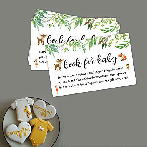 Woodland Floral Baby Shower Book Request Cards - 50 Pack