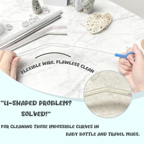 CIDYAUST Metal Straw Cleaner Brush Set - 5 Nylon Bristle Brushes