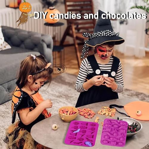 Hoxxu 2pcs Halloween Silicone Moulds 3D Candy & Chocolate Gummy Shapes