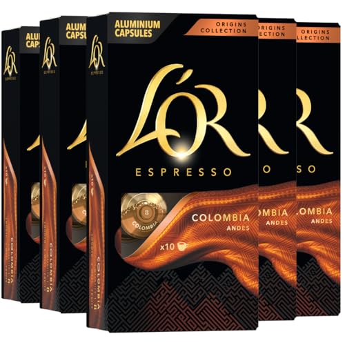 L'OR Espresso Colombia Capsules - 50 Count (5 Packs of 10) for Nespresso