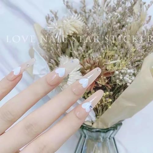 SONGJIE 8 Sheets 3D Heart Nail Stickers Self-Adhesive Decals