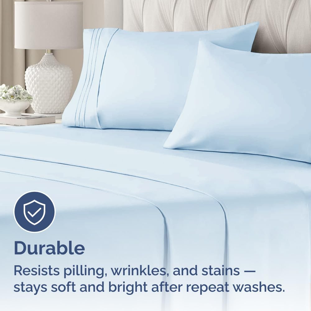 Skiennix Queen Pillow Cases Set of 2 - Ultra Soft Hotel Quality - Wrinkle Free & Stain Resistant - Sky Blue