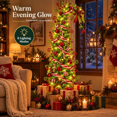 5Ft Whimsical Lime Green Artificial Christmas Tree, Bendable Holiday Decor
