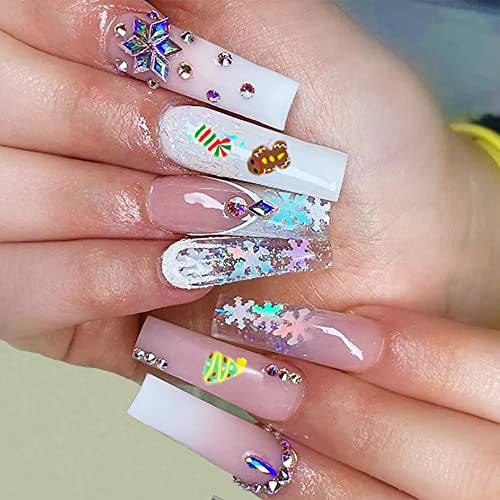Qdsuh 12-Grid Holographic Christmas Nail Glitter Sequins Snowflake Art