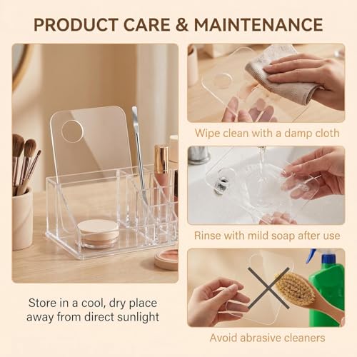QUUPY Clear Acrylic Makeup Mixing Palette with Spatula 5.9x3.9 Inch