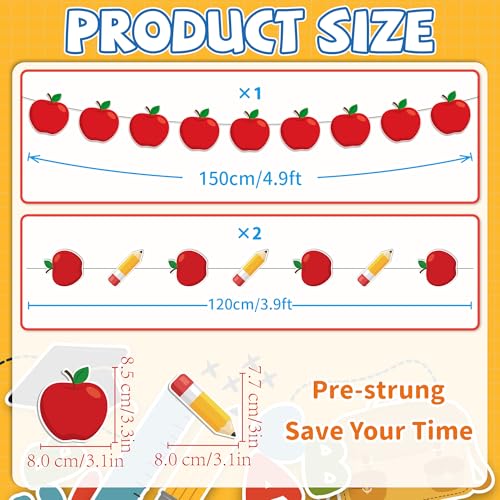 Happy First Day of Kindergarten Decorations Set - Banner & Swirls