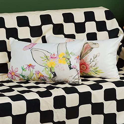 ONWAY Bunny Easter Throw Pillow Covers 12x20 Inch Set of 2