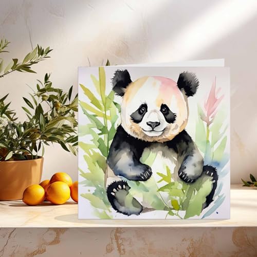 Watercolour Panda Greeting Card - Premium Eco-Friendly 145mm