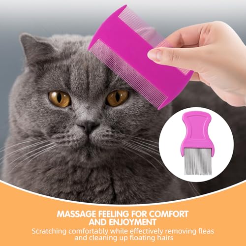 HESSION Metal Teeth Flea and Lice Comb Set - 6 Pack Pet Grooming Combs