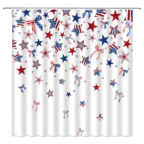 Patriotic 4th of July Shower Curtain - Red, White, Blue, 70"x70"