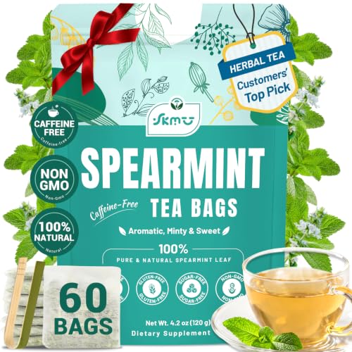 SKMTT Spearmint Tea Bags - 60 Count Caffeine-Free Herbal Tea