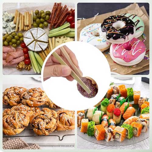 Mini Bamboo Tongs - 20 Disposable Wooden Tongs for Charcuterie