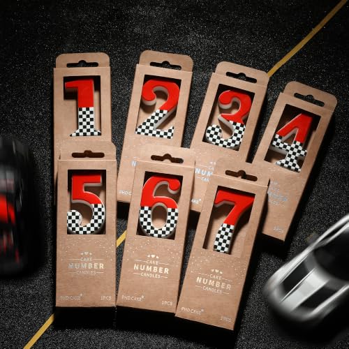 PHD CAKE Racing Stripes Number 3 Birthday Candle 2.76 Inch Red, Black & White