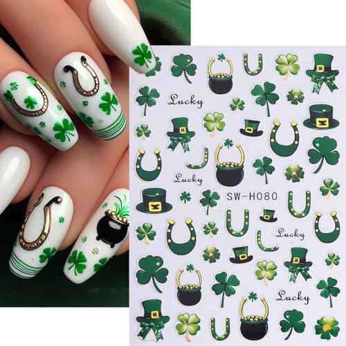 St. Patrick's Day 3D Self-Adhesive Nail Art Stickers Decals 6Pcs
