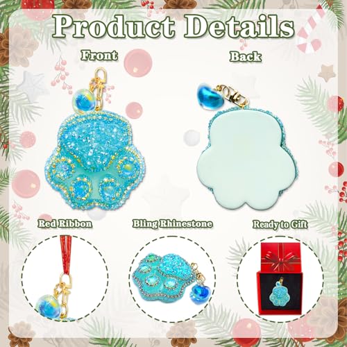 JUESMOS Cat Paw Christmas Ornament with Rhinestones – 2.4"