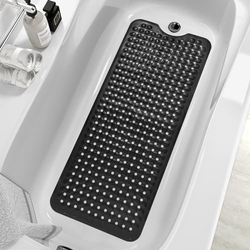 ZHICHENG Non-Slip Bath Mat, 39x16 Inch Extra Long Shower Mat with Suction Cups