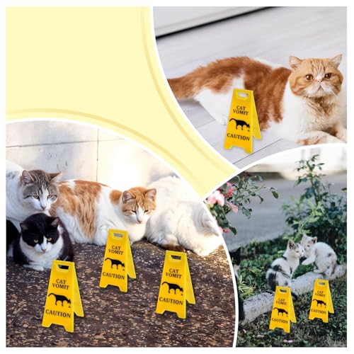 Funny Cat Vomit Caution Sign - 3D Printed Warning Plaque (4 Inch)
