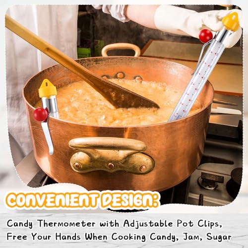 Photect 8-Inch Candy Thermometer with Adjustable Pot Clip - Yellow