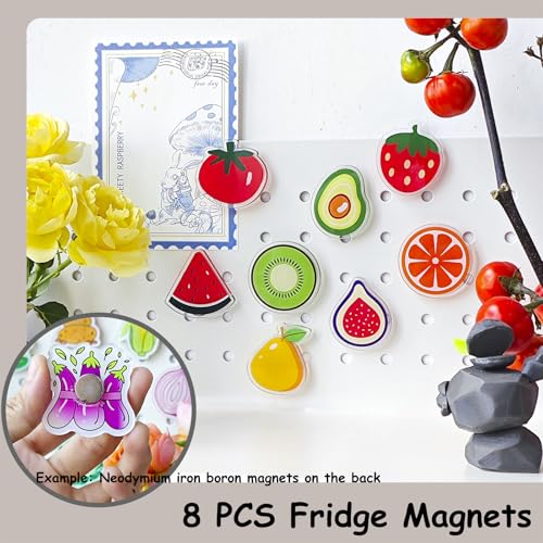 Janvelle 8-Piece Fruit Party Fridge Magnet Set - Cute Decorative Food Magnets